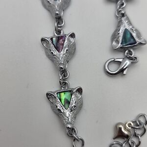 Multicolor Abalone Wolf Link Bracelet